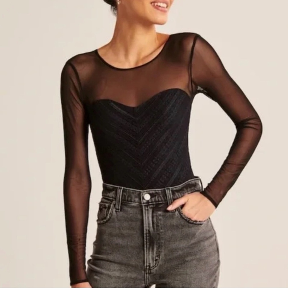 Abercrombie & Fitch Black Sheer Bodysuit